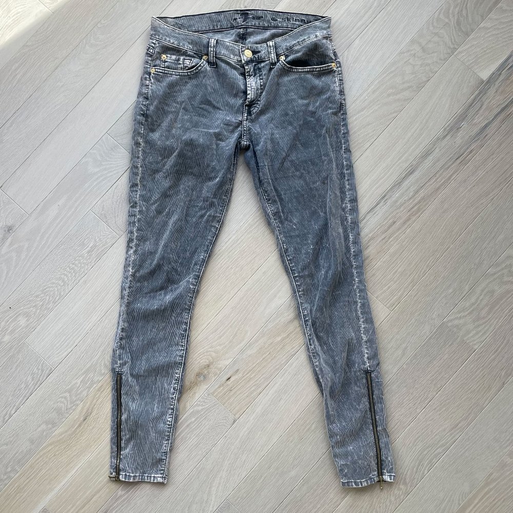 7 for all Mankind Distressed Corduroy Pants Size 27 Grey